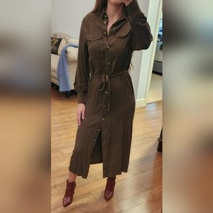 H&M army green, midi dress with pockets on the chest